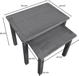 Home Furniture Group Oakcroft Swr4 Rustic Medium Wood Nest Of 2 Tables Space-Saving Living Room Set - thumbnail 2