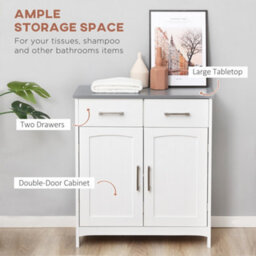 Kleankin Freestanding Bathroom Cabinet With 2 Drawers 2 Doors Adjustable Shelf - thumbnail 4