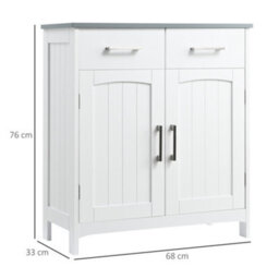 Kleankin Freestanding Bathroom Cabinet With 2 Drawers 2 Doors Adjustable Shelf - thumbnail 3