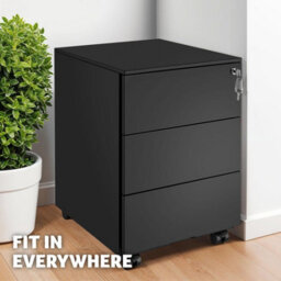 Tectake Chest Of Drawers Magna - 3 Locking Drawers, Powder-Coated Steel, 39 X 45 X 55 Cm - 1 - Black - thumbnail 8