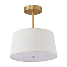 Living And Home Gold Plated 3-Lamp Semi-Ceiling Chandelier With Fabric Lampshade,  For Living Room And Bedroom - thumbnail 2