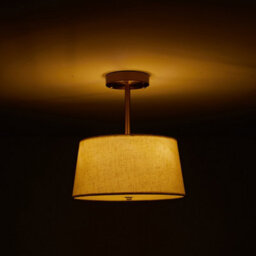 Living And Home Gold Plated 3-Lamp Semi-Ceiling Chandelier With Fabric Lampshade,  For Living Room And Bedroom - thumbnail 3