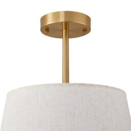 Living And Home Gold Plated 3-Lamp Semi-Ceiling Chandelier With Fabric Lampshade,  For Living Room And Bedroom - thumbnail 6