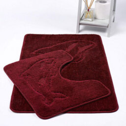 Homes & Linen Dolphin Burgundy Bath Mats Non Slip Bathroom Mats 2 Piece Pedestal And Bath Mat Set