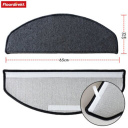 Floordirekt London Pro Self Adhesive Hard Wearing Carpet Stair Tread Mat For Indoor Stairs Semicircular Anthracite 25 X 65 Cm 15 Pack - thumbnail 3
