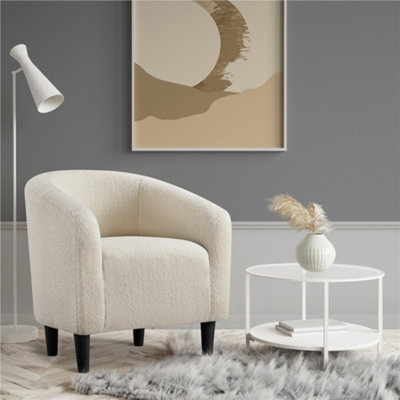 Yaheetech Ivory Boucle Club Chair Accent Barrel Chair Upholstered Arm Chair - image 1