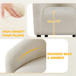 Yaheetech Ivory Boucle Club Chair Accent Barrel Chair Upholstered Arm Chair - thumbnail 8