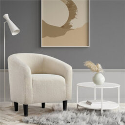 Yaheetech Ivory Boucle Club Chair Accent Barrel Chair Upholstered Arm Chair - thumbnail 1