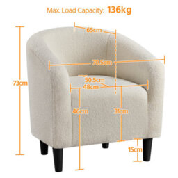 Yaheetech Ivory Boucle Club Chair Accent Barrel Chair Upholstered Arm Chair - thumbnail 3