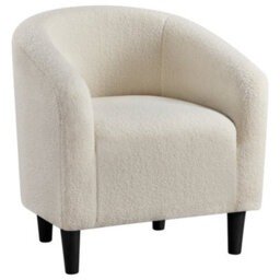 Yaheetech Ivory Boucle Club Chair Accent Barrel Chair Upholstered Arm Chair - thumbnail 2