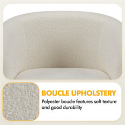 Yaheetech Ivory Boucle Club Chair Accent Barrel Chair Upholstered Arm Chair - thumbnail 6
