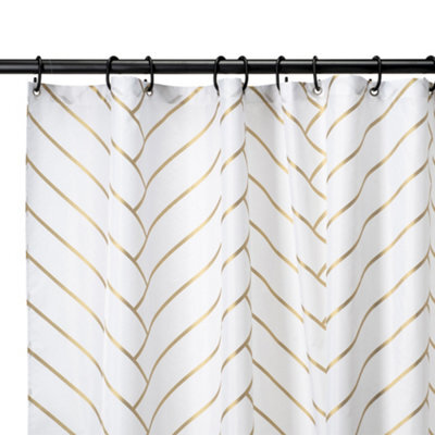 Croydex Hygeine 'n' Clean White Art Deco Shower Curtain (W)180Cm - image 1