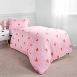 OHS Gingham Duvet Cover Bedding Set Microfibre Quilt Pillowcase Heart Check - thumbnail 1