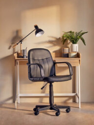 Orsina Comfortable Black Pu Home Office Chair, Ergonomic Work From Home Chair, Movable Ergonomic Chair For Office - thumbnail 5