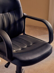 Orsina Comfortable Black Pu Home Office Chair, Ergonomic Work From Home Chair, Movable Ergonomic Chair For Office - thumbnail 6