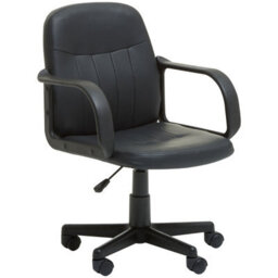 Orsina Comfortable Black Pu Home Office Chair, Ergonomic Work From Home Chair, Movable Ergonomic Chair For Office