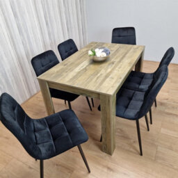 Kosy Koala Rustic Effect Dining Table Set With 6 Black Velvet Chairs Stylish Dining Room Furniture Set - thumbnail 9