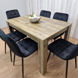 Kosy Koala Rustic Effect Dining Table Set With 6 Black Velvet Chairs Stylish Dining Room Furniture Set - thumbnail 5