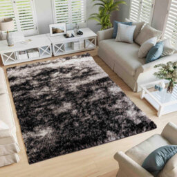 Modern Soft Two Tone Shimmer Shaggy Area Rugs Dark Grey 60X220 Cm - thumbnail 4