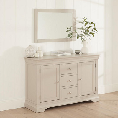 The Furniture Market Wilmslow Dove Grey Painted Wall Mirror Solid Wood Frame 90Cm X 60Cm