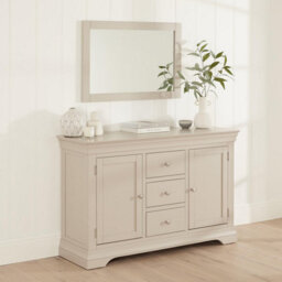 The Furniture Market Wilmslow Dove Grey Painted Wall Mirror Solid Wood Frame 90Cm X 60Cm