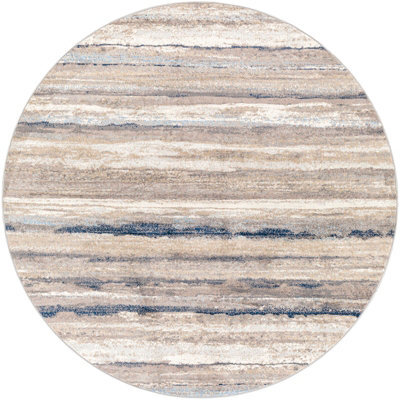 Livabliss Round Roma-Modern Grey Multicoloured Brown Living Dining Bedroom Rug 160 X 160 Cm Easy Care, Non Shedding - image 1