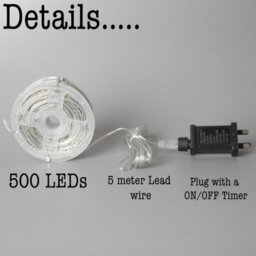 Shatchi 50M Cool White 500 Led String Lights 8 Modes Auto Timer Fairy Lights - Flexible Indoor-Outdoor - thumbnail 6