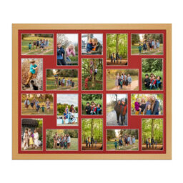 AK Frames 80X70Cm Country Pine Modern Multi Photo Frame With Crimson Mount - Holds 20 Apertures (18X) 6X4, (2X) 4X4 Photos