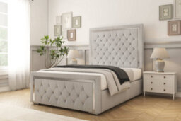 "Sloomy Sofia Chrome Silver Naples Bed Frame With 50"" Upholstered Headboard 3' Single" - thumbnail 2