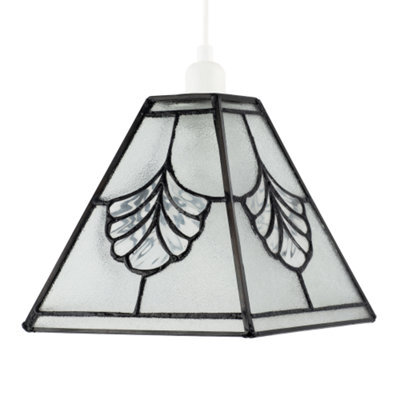 Happy Homewares Traditional Clear Glass Tiffany Pendant Light Shade With Floral Panels - image 1