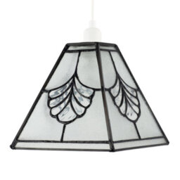 Happy Homewares Traditional Clear Glass Tiffany Pendant Light Shade With Floral Panels - thumbnail 1