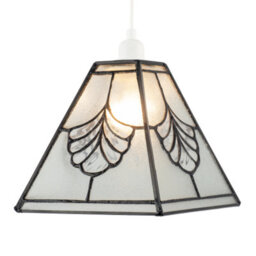 Happy Homewares Traditional Clear Glass Tiffany Pendant Light Shade With Floral Panels - thumbnail 2