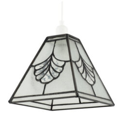 Happy Homewares Traditional Clear Glass Tiffany Pendant Light Shade With Floral Panels - thumbnail 5