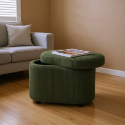 Living And Home Modern Green Corduroy Storage Ottoman With Plastic Legs, 60Cm W X 40Cm D X 45Cm H