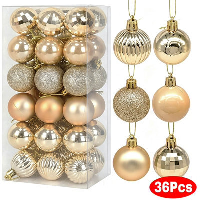 Amorly 36Pack Champagne Gold Christmas Ball Ornaments,4Cm Small Shatter Resistant Plastic Hanging Baubles,home&christmas Tree Decorations - image 1