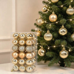 Amorly 36Pack Champagne Gold Christmas Ball Ornaments,4Cm Small Shatter Resistant Plastic Hanging Baubles,home&christmas Tree Decorations - thumbnail 7
