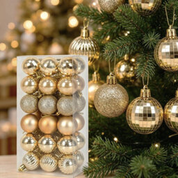 Amorly 36Pack Champagne Gold Christmas Ball Ornaments,4Cm Small Shatter Resistant Plastic Hanging Baubles,home&christmas Tree Decorations - thumbnail 5