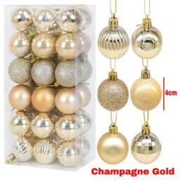 Amorly 36Pack Champagne Gold Christmas Ball Ornaments,4Cm Small Shatter Resistant Plastic Hanging Baubles,home&christmas Tree Decorations - thumbnail 2