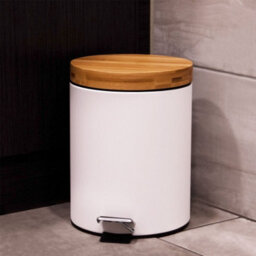 Bathroom Bin With Bamboo Lid 5L - M&w - thumbnail 2