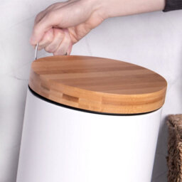 Bathroom Bin With Bamboo Lid 5L - M&w - thumbnail 4