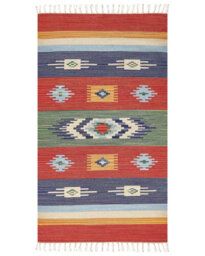 Beliani Kilim Handwoven Multicolour Cotton Rug 80 X 150 Cm Reversible Flat Weave - thumbnail 1