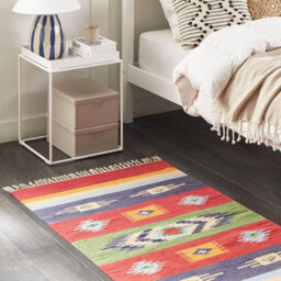 Beliani Kilim Handwoven Multicolour Cotton Rug 80 X 150 Cm Reversible Flat Weave - thumbnail 2