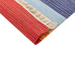Beliani Kilim Handwoven Multicolour Cotton Rug 80 X 150 Cm Reversible Flat Weave - thumbnail 5