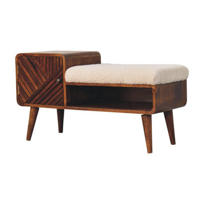 Artisan Furniture Solid Wood Boucle Carved Chestnut Telephone Table