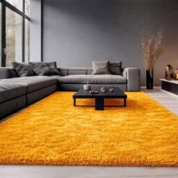Aspire Homeware Non-Slip Ochre Shaggy Rug Soft Fluffy Washable, Living Area And Dining Room Rug, (L)290Cm X (W)200Cm - thumbnail 1