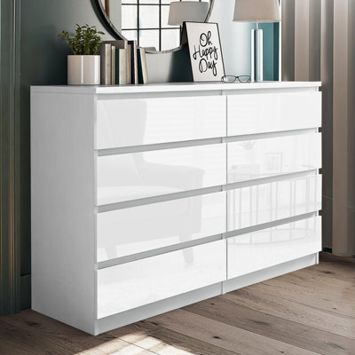 SquareBoxx Fairfield Minimalist Large Chest Of Drawers 8 Draw In Gloss White - image 1
