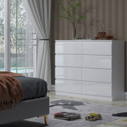 SquareBoxx Fairfield Minimalist Large Chest Of Drawers 8 Draw In Gloss White - thumbnail 2