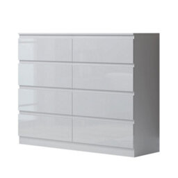SquareBoxx Fairfield Minimalist Large Chest Of Drawers 8 Draw In Gloss White - thumbnail 3