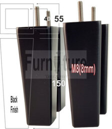 L&F 4 Black Solid Wood Furniture Legs Square Settee Feet 150mm High Sofa Chair Bed M8 Sof3210 - thumbnail 1