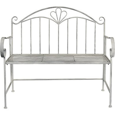 Glamhaus Garden Bench Seat Patio Furniture - Foldable Design - Shabby Chic Handmade - Cement Grey(Trentino) - image 1